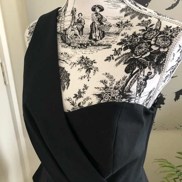 SABA Matte Black One Shoulder Top Glam Peplum Cotton Fit&Flare Lined Size 12 NWT - Picture 9 of 16